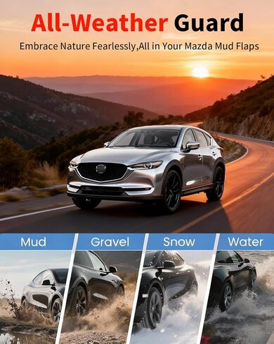 No Drill Mud Flaps for Mazda CX5 2022-2025, Heavy Duty Front & Rear All Weather Splash Guards Custom Fit S/Select/Preferred/Carbon Edition/Turbo/Signature Trims, OEM Style Black Textured Mud Guards in Saudi Arabia