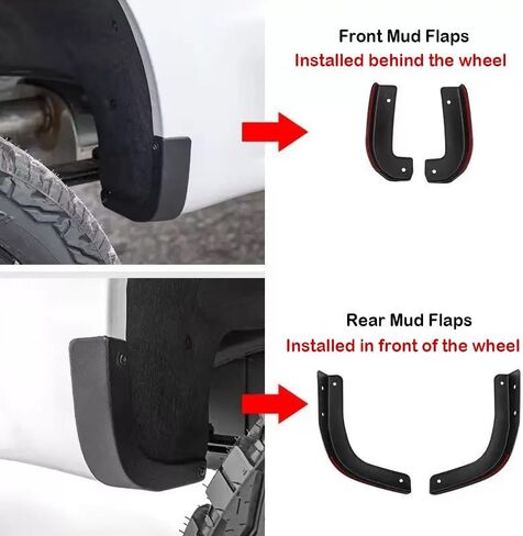 No Drill Mud Flaps for 2019-2026 Chevy Chevrolet Silverado 1500, Heavy Duty Front & Rear Splash Guards Fenders Delete Kit, All Weather Paint Protection Mud Guards Set for Truck Accessories 4Pcs Black in Kuwait