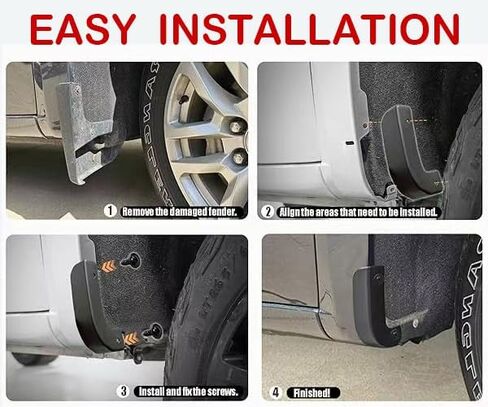 No Drill Mud Flaps for 2019-2026 Chevy Chevrolet Silverado 1500, Heavy Duty Front & Rear Splash Guards Fenders Delete Kit, All Weather Paint Protection Mud Guards Set for Truck Accessories 4Pcs Black in Kuwait
