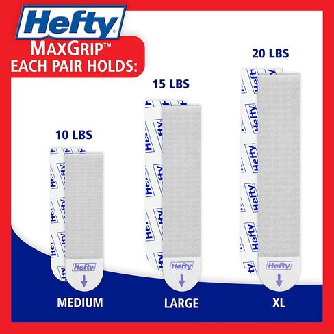 Hefty Picture Hanging Kit - 16 Medium Pairs, Holds Up to 12 Lbs | Picture Hangers & Kit for Home Decor - Picture Hanging Hardware for Superior Adhesion on Frames, No Nails in Kuwait