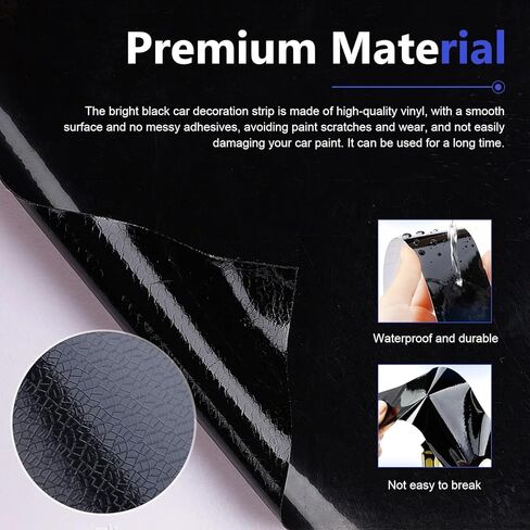 Car Decal, 32 Ft Anti-scratch Waterproof Wrap Trim, Non-peeling Protective Tape for Bumper & Side Skirt & Door Sill, DIY Cuttable Decoration Film for Most Vehicles (Glossy Black) in Kuwait