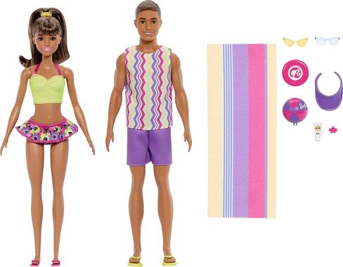 Barbie Style Fashion Dolls Set, Beach Inspired Looks and Accessories, 65th Anniversary Ken Doll in Kuwait