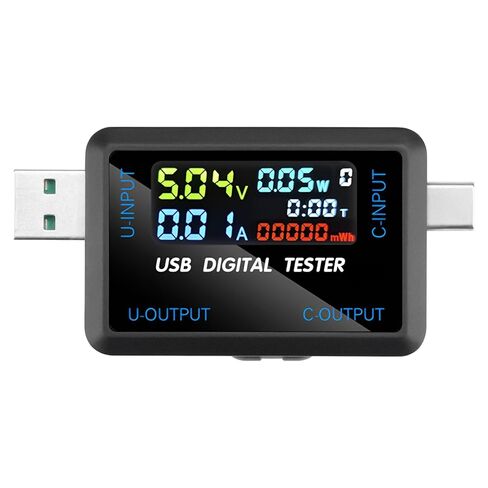 جهاز اختبار USB ونوع C - جهاز اختبار رقمي متعدد الوظائف لتيار مستمر 4.5-36 فولت، ومقياس التيار والجهد 0-8 أمبير، يدعم بروتوكولات الشحن السريع المتعددة in Kuwait