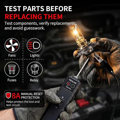 P50 Pro Power Circuit Probe Tester, 6-24V DC Automotive Circuit Tester with Component Activation, Dual LEDs, Manual Reset Protection, Polarity & Continuity Test, Short Finder, Relay Tester in Saudi Arabia