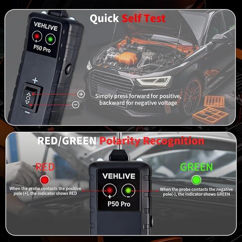 P50 Pro Power Circuit Probe Tester, 6-24V DC Automotive Circuit Tester with Component Activation, Dual LEDs, Manual Reset Protection, Polarity & Continuity Test, Short Finder, Relay Tester in Saudi Arabia