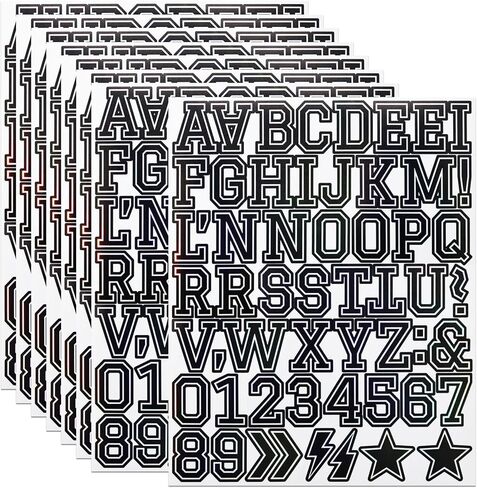 1.5 Inch Letter Number Stickers, 448 Pieces Self-Adhesive Alphabet Sticker Letters Numbers Reflective Decals for Scrapbooking Water Bottle Craft and Laptop - 8 Sheets Black in Saudi Arabia