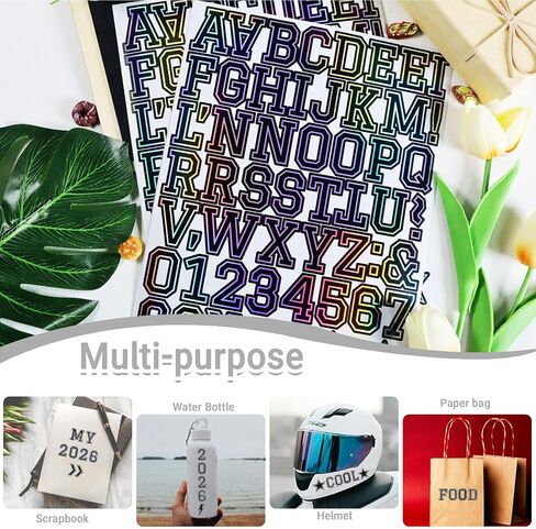 1.5 Inch Letter Number Stickers, 448 Pieces Self-Adhesive Alphabet Sticker Letters Numbers Reflective Decals for Scrapbooking Water Bottle Craft and Laptop - 8 Sheets Black in Saudi Arabia