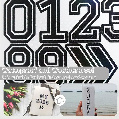 1.5 Inch Letter Number Stickers, 448 Pieces Self-Adhesive Alphabet Sticker Letters Numbers Reflective Decals for Scrapbooking Water Bottle Craft and Laptop - 8 Sheets Black in Saudi Arabia