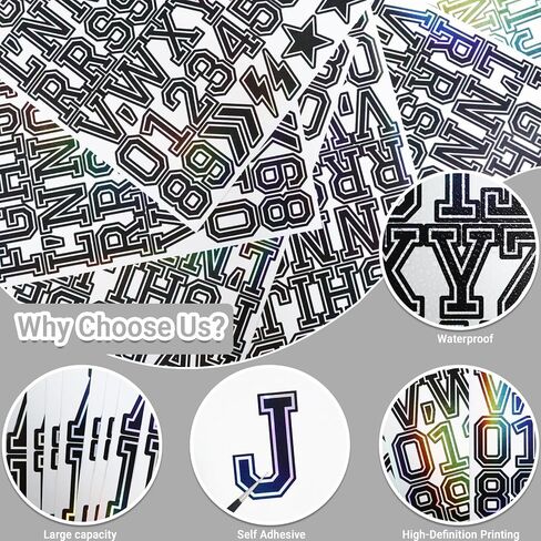 1.5 Inch Letter Number Stickers, 448 Pieces Self-Adhesive Alphabet Sticker Letters Numbers Reflective Decals for Scrapbooking Water Bottle Craft and Laptop - 8 Sheets Black in Saudi Arabia