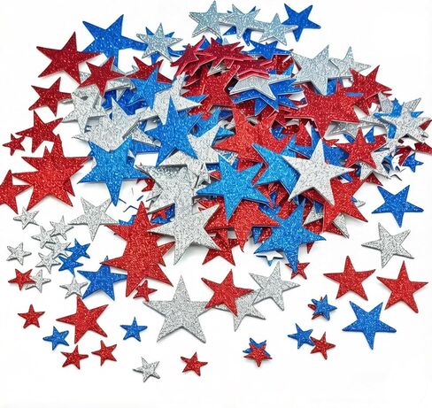 217Pcs Glitter Patriotic Star Stickers ， Shiny Metallic American Flag Stars for Independence Day Decor, Teacher Rewards, Bulletin Board, Patriotic Party Supplies (Red White Blue Silver) in Saudi Arabia