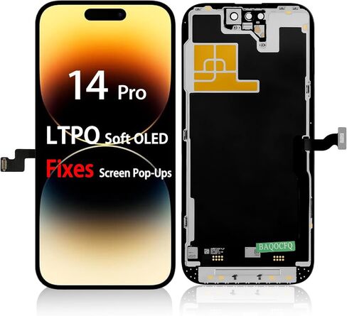 【Fixes System Pop-Ups】 120Hz AMOLED High-Refresh Screen for iPhone 14 pro, Featuring 3D Touch LCD Display – Complete Repair Kit with Tools, Tempered Glass in Saudi Arabia