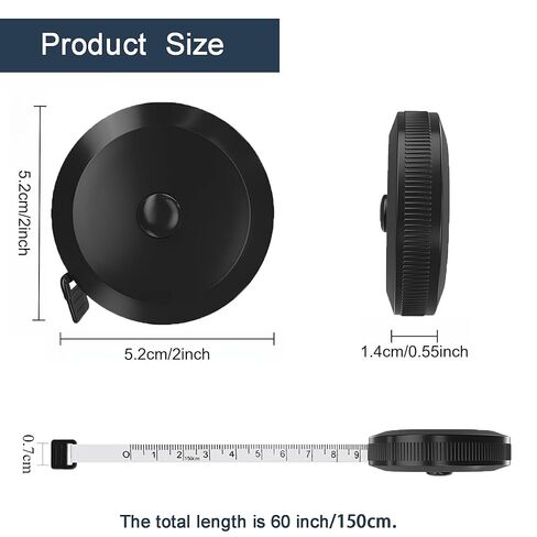 Soft Tape Measure for Body Measurements 2-Pack – 60" Flexible Body Measuring Tape + Retractable Tape, Dual Scale Inch & cm, Cloth Tape Measure for Sewing, Tailor, Seamstress, Clothing & Waist in Saudi Arabia