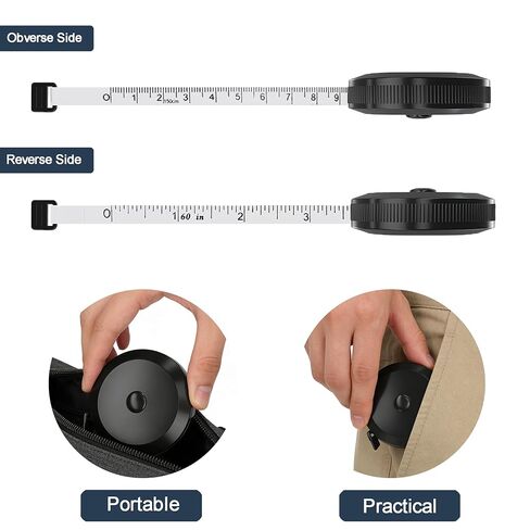 Soft Tape Measure for Body Measurements 2-Pack – 60" Flexible Body Measuring Tape + Retractable Tape, Dual Scale Inch & cm, Cloth Tape Measure for Sewing, Tailor, Seamstress, Clothing & Waist in Saudi Arabia
