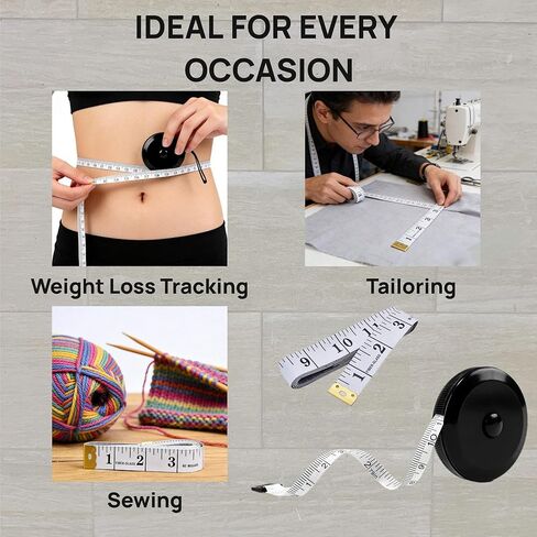 Soft Tape Measure for Body Measurements 2-Pack – 60" Flexible Body Measuring Tape + Retractable Tape, Dual Scale Inch & cm, Cloth Tape Measure for Sewing, Tailor, Seamstress, Clothing & Waist in Saudi Arabia
