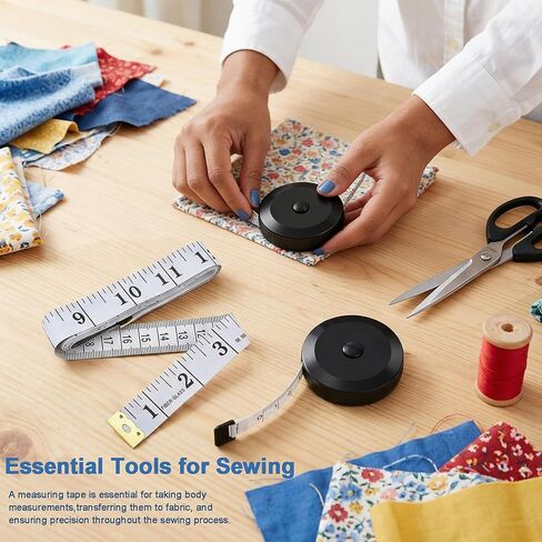 Soft Tape Measure for Body Measurements 2-Pack – 60" Flexible Body Measuring Tape + Retractable Tape, Dual Scale Inch & cm, Cloth Tape Measure for Sewing, Tailor, Seamstress, Clothing & Waist in Saudi Arabia