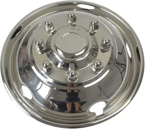 19.5inch 8 Lug Stainless Steel Wheel Simulators 5 Vent Hole Front Rear Over-The-Lug Wheel Cover Hubcaps Fit for 2003-2004 Ford F450/F550 Truck Dually Wheel Cover Set in Saudi Arabia