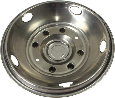 19.5inch 8 Lug Stainless Steel Wheel Simulators 5 Vent Hole Front Rear Over-The-Lug Wheel Cover Hubcaps Fit for 2003-2004 Ford F450/F550 Truck Dually Wheel Cover Set in Saudi Arabia