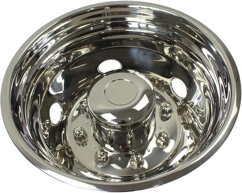 19.5inch 8 Lug Stainless Steel Wheel Simulators 5 Vent Hole Front Rear Over-The-Lug Wheel Cover Hubcaps Fit for 2003-2004 Ford F450/F550 Truck Dually Wheel Cover Set in Saudi Arabia