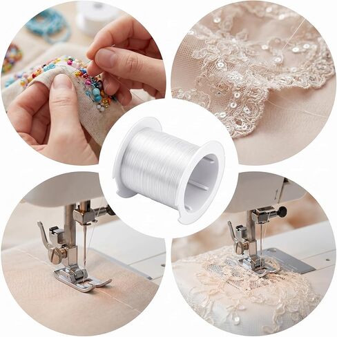Amabro 656yard Clear Invisible Nylon Sewing Thread, 5Pcs 120M Monofilament 0.15mm for DIY Handmade Sewing Beading and Hanging Decorations Inelastic Jewelry Wire Making Ornaments Party Decor Seed Beads in Kuwait
