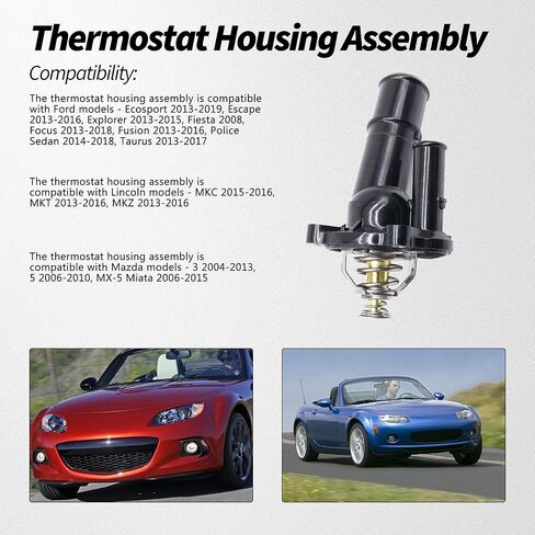 HiSport Thermostat Housing Assembly - Compatible with Ford Ecosport Escape Explorer Lincoln MKC MKT MKZ Mazda 3 5 MX-5 Miata Replaces 34046 LF7015170 in Kuwait