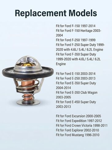 7L3Z-8575-E Engine Coolant Thermostat Fit for Ford F150 F250 F350 Excursion Expedition Explorer 4.6L 5.4L 6.2L E150 E250 E350 E450 Expedition Mustang rt1254 in Saudi Arabia