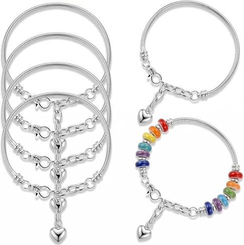 6Pcs Adjustable Snake Chain Bracelets, Silver Chain Bracelets with Lobster Clasp Extender Chain for Women DIY Jewelry Making Supplies in Saudi Arabia