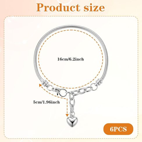 6Pcs Adjustable Snake Chain Bracelets, Silver Chain Bracelets with Lobster Clasp Extender Chain for Women DIY Jewelry Making Supplies in Saudi Arabia