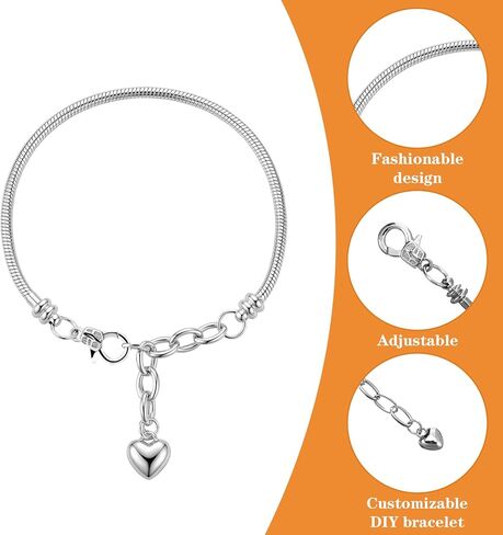 6Pcs Adjustable Snake Chain Bracelets, Silver Chain Bracelets with Lobster Clasp Extender Chain for Women DIY Jewelry Making Supplies in Saudi Arabia