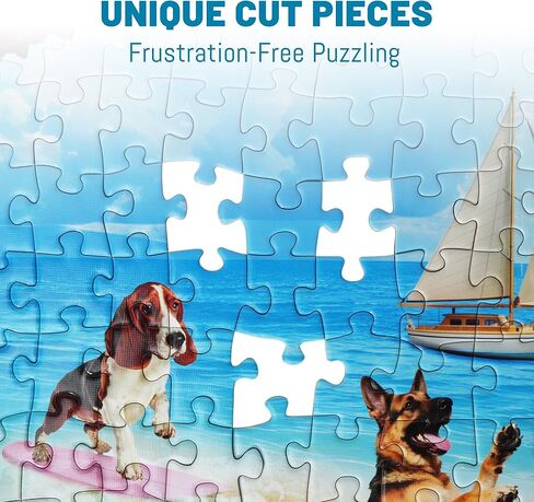 BenBen Puzzles for Adults 1000 Pieces, Dogs on Vacation, Funny Dog Jigsaw Puzzles with Patterns on Back, Challenging Puzzles for Family Game Night Home Décor in Kuwait