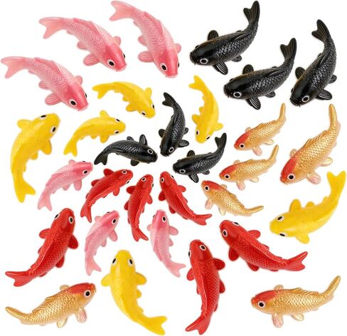 30 Pcs Mini Fish, Fake Koi Fish Cute Miniature Fake Fishes, Mini Goldfish Figurines Set, Mix Colorful Koi Fishes, Tiny Carps Tank Supplies, Fairy Garden Ornament Decoration Plastic Animals Tiny in Saudi Arabia