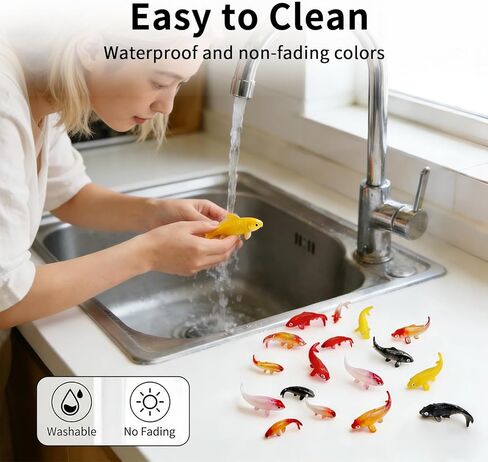 30 Pcs Mini Fish, Fake Koi Fish Cute Miniature Fake Fishes, Mini Goldfish Figurines Set, Mix Colorful Koi Fishes, Tiny Carps Tank Supplies, Fairy Garden Ornament Decoration Plastic Animals Tiny in Saudi Arabia