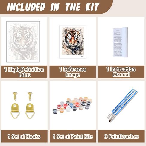 XTCIXAL Paint by Numbers Kit for Adults Beginners, Tiger Paint by Number for Adult - 16" Wx20 L, Tiger Acrylic Canvas Painting Kits for Gifts Home Wall Decor in Saudi Arabia
