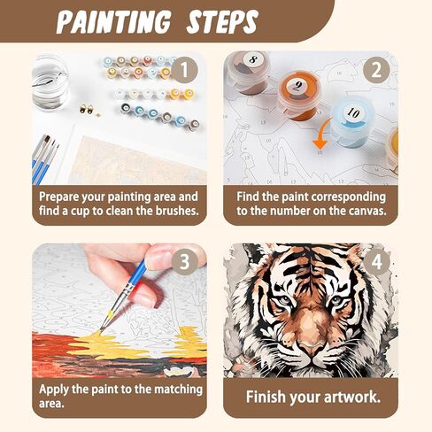 XTCIXAL Paint by Numbers Kit for Adults Beginners, Tiger Paint by Number for Adult - 16" Wx20 L, Tiger Acrylic Canvas Painting Kits for Gifts Home Wall Decor in Saudi Arabia