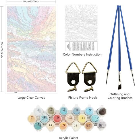 ARTGOTO Large Paint by Numbers Kits for Adults,15.7x27.5inch/40x70cm Painting by Numbers for Adults Abstract Landscape Waves B,Paint by Numbers Canvas Kits for Home Room Wall Decor (Without Frame) in Saudi Arabia