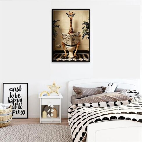 DIY Giraffe Paint by Number for Adults,Wooden Framed Animal on Toilet Painting Kits for Adult,Easy Color by Numbers Acrylic,Small Paint by Number Canvas Crafts Watercolor for Beginner Room Decor in Kuwait