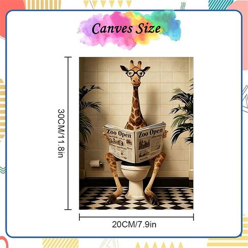 DIY Giraffe Paint by Number for Adults,Wooden Framed Animal on Toilet Painting Kits for Adult,Easy Color by Numbers Acrylic,Small Paint by Number Canvas Crafts Watercolor for Beginner Room Decor in Kuwait