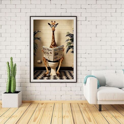 DIY Giraffe Paint by Number for Adults,Wooden Framed Animal on Toilet Painting Kits for Adult,Easy Color by Numbers Acrylic,Small Paint by Number Canvas Crafts Watercolor for Beginner Room Decor in Kuwait