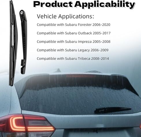 Rear windshield wiper blade Compatible with Subaru Forester 2002-2020,for Outback 2005-2017,for Tribeca 2008-2014,for Legacy 2005-2009,for Impreza 2005-2008 Replacement 86532SA070 in Saudi Arabia