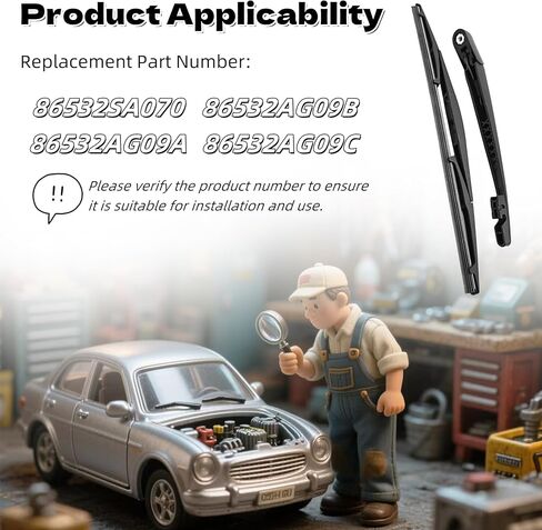 Rear windshield wiper blade Compatible with Subaru Forester 2002-2020,for Outback 2005-2017,for Tribeca 2008-2014,for Legacy 2005-2009,for Impreza 2005-2008 Replacement 86532SA070 in Saudi Arabia