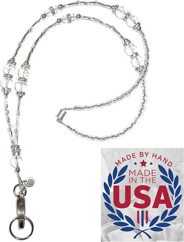 Short Super Slim Beaded Breakaway Lanyard, Made in USA Petite Women, ID Holder Badge Card Holder Teacher Keys Keyring Cruise Phone 28-30" in Saudi Arabia