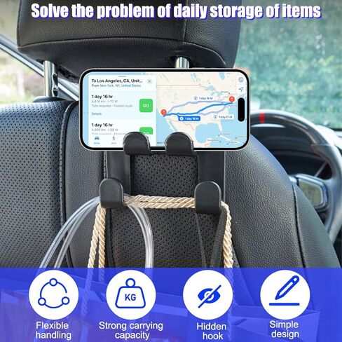 Car Seat Headrest Hook, 4 in 1 Multi-Use Vehicle Seatback Storage Hanger for Purse Handbag Coat, Space-Saving Auto Rear Seat Hanging Organizer Hook, Universal for SUV Truck Sedan in Kuwait