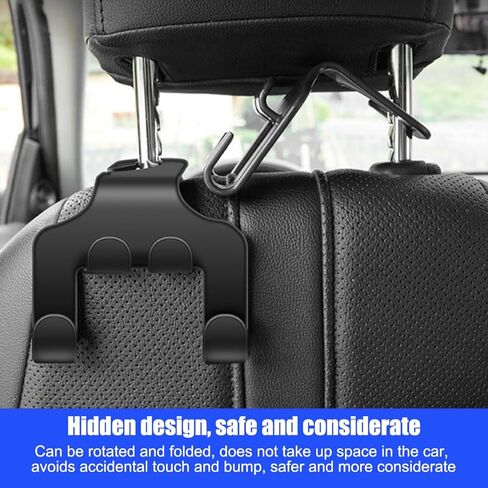 Car Seat Headrest Hook, 4 in 1 Multi-Use Vehicle Seatback Storage Hanger for Purse Handbag Coat, Space-Saving Auto Rear Seat Hanging Organizer Hook, Universal for SUV Truck Sedan in Kuwait