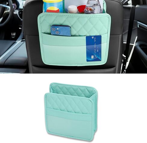 Car Seat Back Hanging Bag, PU Leather Automotive Seat Back Organizer, Multipurpose Vehicle Travel Essentials Accessories for Kids & Adults, Universal for Most Cars (Black) in Kuwait