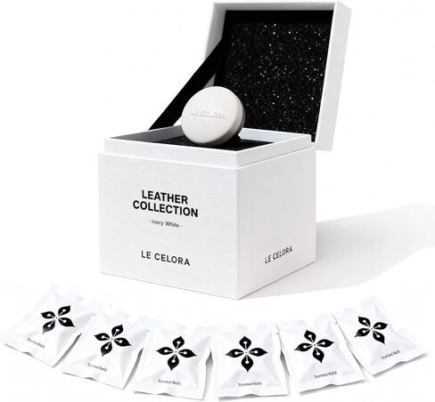 LECELORA Car Diffuser with 6 Scent Refills - Luxury Leather Vent Clip Long Lasting Car Air Freshener, Perfect Birthday Anniversary Valentines Gift for Him Her-Oud Lumiere in Kuwait