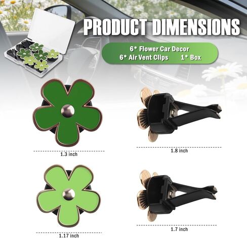 6PCS Flower Car Vent Clips Cute,2 Sizes Car Air Vent Clips for Cars Decorations Interior,Universal Cars Diffuser Vents Clip as Dashboard Decorations for Vertical/Horizontal Vents in Kuwait