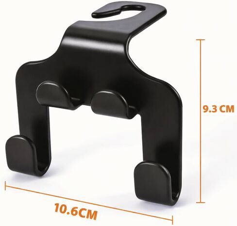 Car Headrest Hook | 360° Rotation Seat Back Hanger for Bags, Purses & Groceries | Durable ABS Plastic Car Organizer (Pack of 2 - Black) in Kuwait