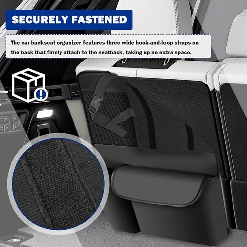 Leather Car Trunk Organizer,Large Capacity Backseat Car Organizer with 2 Mesh Pockets & Cup Holder,Detachable Hanging Cars Organizers and Storage for Family Road Trips in Kuwait