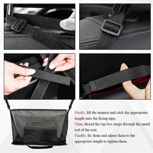 Car Net Pocket Handbag Holder, Purse Holder for Car, Driver Storage Netting Pouch for Handbag Purse, Mesh Vehicle Storage Organizer Between Front Seats Universal for SUV Truck RV (Black) in Kuwait