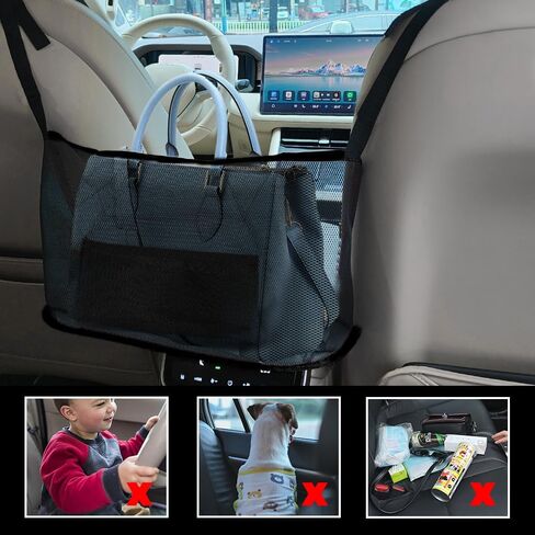 Car Net Pocket Handbag Holder, Purse Holder for Car, Driver Storage Netting Pouch for Handbag Purse, Mesh Vehicle Storage Organizer Between Front Seats Universal for SUV Truck RV (Black) in Kuwait