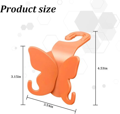 Car Seat Headrest Hook, 2PCS Butterfly Cute Backseat Hangers for Purse Coat Umbrella, Multifunctional Auto Interior Headrest Storage Hook, Universal for SUV Automobile Truck (Orange) in Kuwait